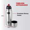 Picture of Cello Flipstyle Thermosteel Flask with Thermal Jacket 500ml, Silver | 24 Hours Hot & Cold Water Bottle | Flask for Tea Coffee | Rust & Leak Proof | Ideal for Office, Gym, Home, Kitchen, Travel Bottle - Flip style 500ml