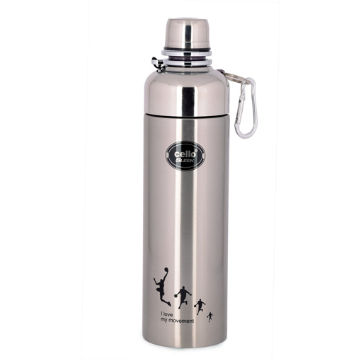 Picture of CELLO Sleek Stainless Steel Double Walled Water Bottle, (Hot and Cold, 600ml, Black)