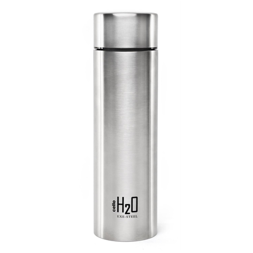 Picture of CELLO H2O Stainless Steel Water Bottle | Leak proof & break-proof | Lid is sealed by a silicone ring | Best Usage for Office/School/College/Gym/Picnic/Home/Fridge |1 Litre | Silver, 2 Unit - SS H2O 1000ml