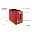 Cello Quick 2 Slice Pop Up 300 Toaster (Red) 700 watts - Quick POP up - 300 की तस्वीर