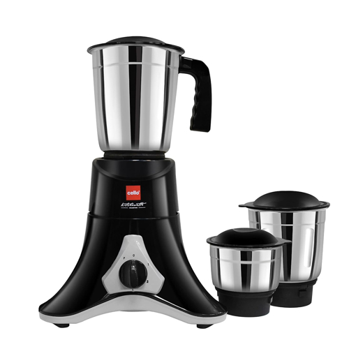 Picture of Cello Crown Grind-N-Mix Mixer Grinder 500Watt with 3 Stainless Steel Jars, Black - Grind n Mix Crown