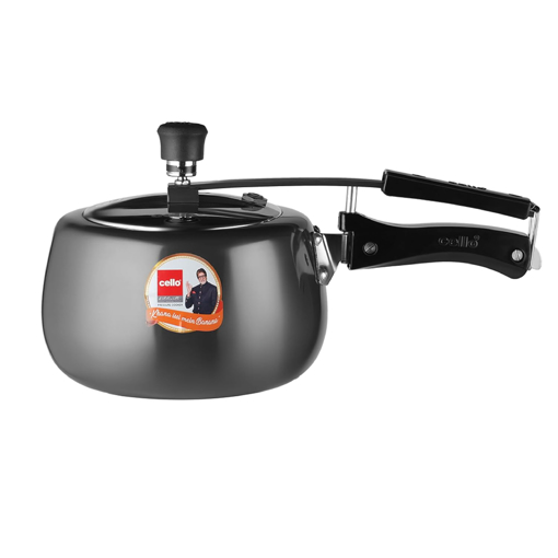 Picture of Cello Chef Plus Delux Hard Anodised |Pressure Cooker with SS Inner Lid | Gas Stove Compatible | Healthy Cooking | Black, 3 Litre - Chef + DLX 3ltr Inner lid cooker