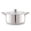 Picture of Cello Tri-Ply 24 cm Stainless Steel Cookware Casserole, 5.5 LTR | Tri-Ply Bottom Casserole with Glass Lid | Induction and Gas Stove Friendly | for Biryani/Pulao/Halwa/Curries | Silver - Casserole with lid 24 cm / 5.5 ltr