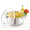 Picture of Cello Tri-Ply 24 cm Stainless Steel Cookware Casserole, 5.5 LTR | Tri-Ply Bottom Casserole with Glass Lid | Induction and Gas Stove Friendly | for Biryani/Pulao/Halwa/Curries | Silver - Casserole with lid 24 cm / 5.5 ltr