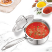 Picture of Cello Tri-Ply 14 cm Stainless Steel Cookware Sauce Pan with Lid 1 LTR | Tri-Ply Bottom Sauce Pan with SS Lid | Induction and Gas Stove Friendly | Dishwasher Safe | Silver - Sauce Pan with Lid 14 cm / 1.0 ltr