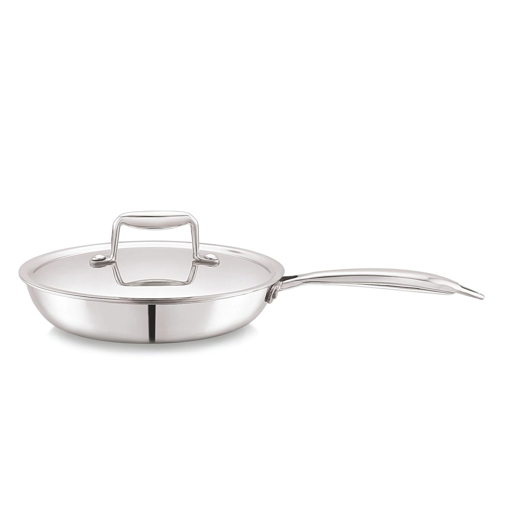 CELLO Tri-Ply 20 cm Stainless Steel Cookware Fry Pan 1.2 LTR | Tri-Ply Bottom Fry Pan with SS Lid | Induction and Gas Stove Friendly | Dishwasher Safe | Silver - Fry Pan With Lid 20 cm / 1.2 ltr की तस्वीर