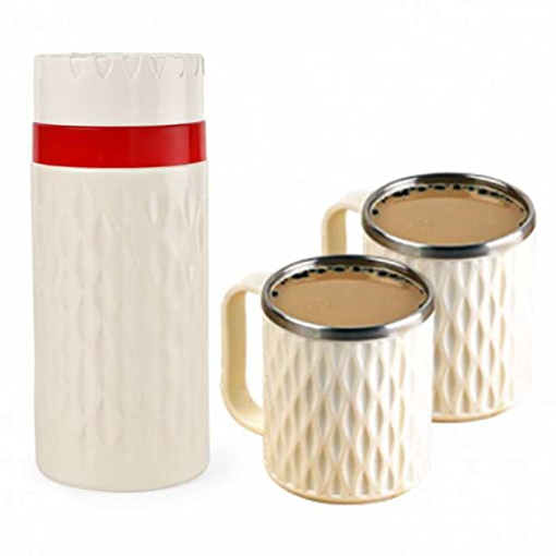 Picture of Cello Puro SIP Coffee Set 3 PC Insulated Tuff Flask and Mugs (Mop Red) - Puro sip 3pcs (Puro sip 450 & Tea Cups )