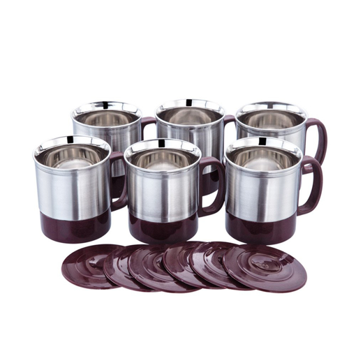 Picture of Expresso Stainless Steel Coffee Mug - 6 Pieces, Silver, 150 ml - Expresso ( 6 pcs steel mug set)