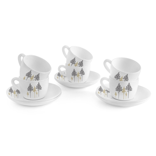 Picture of Cello Imperial King Cup & Saucer 130 ml | Home and Kitchen Decor Items | Cups, Mugs and Saucer for Kitchen | Coffee Cup and Saucer Set | 6 Units | Golden Pine, Gold - King cup & saucer regular (set of 6) decorated