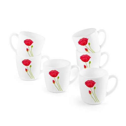 Picture of Cello Ricca Mug Small 10CL Set of 6 Pcs - Red Poppy - Ricca mug small - 6pcs - decorated