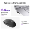 Picture of Ambrane Wireless Mouse, 1600 DPI, Silent Click, 2.4GHz with USB Dongle, 10M Range, Optical Orientation, Click Wheel, Instant connectivity, Ergonomic Design for All Day Comfort (Sliq 2 Wireless, Black) (AMBRANE MOUSE SLIQ2)