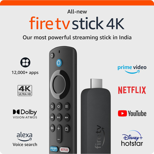 Picture of All-new Amazon Fire TV Stick 4K streaming device, ultra-cinematic 4K streaming, supports Wi-Fi 6, Dolby Vision/Atmos, HDR10+ - AMAZON FIRETVSTICK4K (4THGEN)