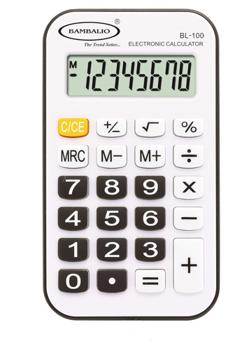 Bambalio 8 Digits BL-100 Portable Pocket Calculator with 3 Years Warranty Black - BAMBALIO(CT)BL100 की तस्वीर