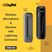 Picture of DIGITEK® (DWM 004) Wireless Microphone with Receiver Set, 2 Mics + 1 Receiver, Lightning Connector, 4 Hours Working Time, 10m Wireless Range, for Audio Recording, Live Streaming, Video Recording - DIGITEK   DWM004PRO WIRELESSMICROPHONE