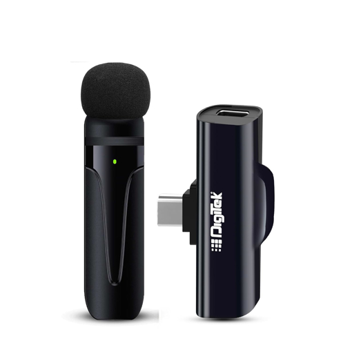 Picture of Digitek DWM-001 Wireless Microphone & Receiver with Type C, in-Built Noise Cancellation Mic Suitable for Vlog You Tube Live Streaming Video Recording and More - DIGITEK  DWM-001PRO WIRELESSMICROPHONE