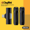 Picture of Digitek® (DWM 003 Wireless Microphone with Receiver Set, 2 Mics + 1 Receiver, Type C Connector, 4 Hours Continuous Use, 10m Wireless Range, Suitable for Vlog, YouTube, Live Streaming, Video Recording - DIGITEK DWM003PRO WIRELESSMICROPHONE