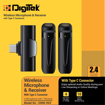 Picture of Digitek® (DWM 003 Wireless Microphone with Receiver Set, 2 Mics + 1 Receiver, Type C Connector, 4 Hours Continuous Use, 10m Wireless Range, Suitable for Vlog, YouTube, Live Streaming, Video Recording - DIGITEK DWM003PRO WIRELESSMICROPHONE