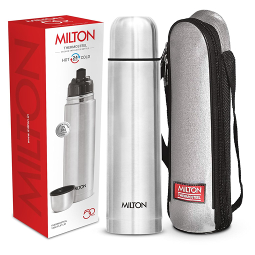 Picture of Milton Thermosteel Flip Lid Flask, 1000 milliliters, Silver - MILTON FLIP LID 1000