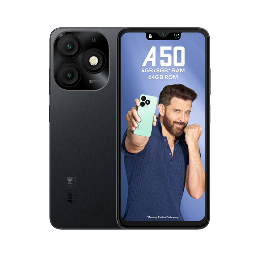 Picture of itel A50|6.6" HD+ Display with Dynamic Bar| 4GB RAM +64GB ROM, Upto 12GB RAM with Memory Fusion|Octacore Processor|8MP AI Dual Rear Cam|5000 mAh Battery | Misty Black - ITEL A50(4/64)CYANBLUE