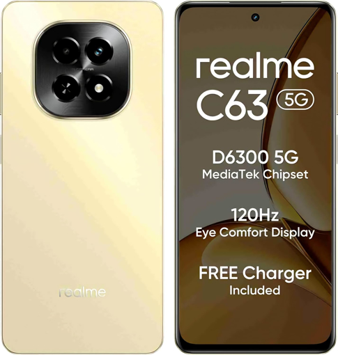 Picture of realme C63 5G (Starry Gold, 8GB RAM, 128GB Storage) -- REALME C63 5G(8/128)STARRYGOLD-FR