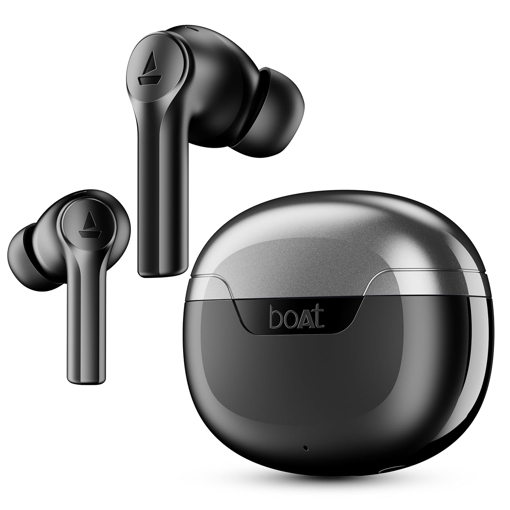 Picture of boAt Airdopes 300 Premium Truly Wireless in-Ear Earbuds with 4 Mics AI-ENx Spatial Audio,50HRS Playtime,Multipoint Connection,ASAP Charge, Hearables App, IPX4, BT v5.3 Ear Buds TWS (Gunmetal Black) - BOAT AIRDOPES300 GUNMETALBLACK