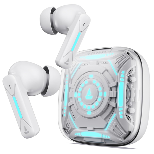 Picture of boAt Immortal Airspeed Pro Truly Wireless in- Ear Earbuds w/ 32dB ANC, Beast™ Mode with 40ms Latency, 40hrs Playback, 4 Mics with ENx™, Premium ID w/LEDs & ASAP™ Charge(White Sabre) - BOAT AIRDOPS IMMORTAL  AIRSPEED PRO