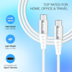 Picture of ERD UC-117 USB Type-C to C Braided Data Cable, 65W Super Fast PD Charging, High-Speed Data Transfer, Durable 1m Long, Compatible with USB-C TO C Devices, Laptops, and More, White - ERD(DC)65WUC117CTOCBRAIDED