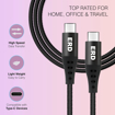 Picture of ERD UC-118 USB Type-C to C Braided Data Cable, 65W Super Fast PD Charging, High-Speed Data Transfer, Durable 1m Long, Compatible with USB-C TO C Devices, Laptops, and More, Black - ERD(DC)65WUC118CTOCBRAIDED