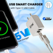 Picture of EVM Dual USB Charger with Type C Cable Included - 5V 2.4A Fast Charge - Dual Simultaneous Charging - Over Current, Short Circuit, and Surge Protection - BIS Certified - 1 Year Warranty (EVM-CH-04) - EVM(CH)CH04WITHTYPECCABLE