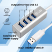 Picture of EVM 4 in 1 Multiport Type C USB 3.0 HUB + DC Power for PC, Laptops, Tablets & Mobiles - 4 Port USB 3.0 with Data Transmission Speed up to 5Gbps - Silver Grey - 1 Year Warranty (EVM U3.0DC) - EVM(DC)4IN160WM4