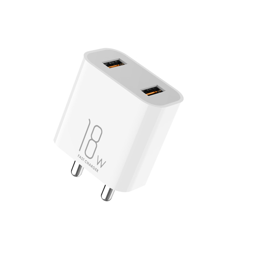 Picture of itel 18W Wall Adapter with Type C Fast Charging, Dual Output, Multi-Protection Layers, Compact and Robust Design with Free Type C Cable (White) - ITELL(CH)18WADAPTERTYPECCABLEICW-181I