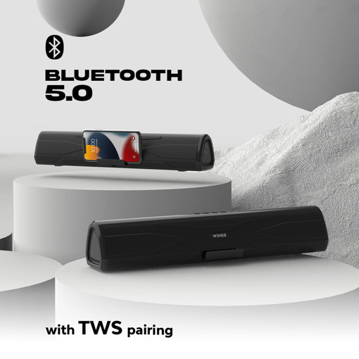 Wings Centerstage 300 Soundbar with TWS Bluetooth 5.0, Powerful 20W Output, 2500 mAh Battery and 7 Hours of Playback, Quad Mode | Mini Music System with Mic | Portable Bluetooth Party Speakers - WINGS(BTS)CENTERSTAGE300 की तस्वीर