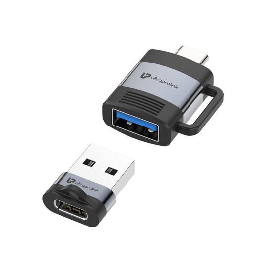 Picture of UltraProlink OTG Type C to USB A Male-Female Adapter [2 Pack] Set of 2 Convertors for Data Transfer | C Adapto Duo Charging for MacBook, iPad Pro, Surface Pro, Galaxy S21,S20, Note 10 |UL1076 | Black - UPL(OTG)USB-CADAPTOROTGC-ADAPTDUOBLACK