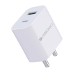Picture of Zebronics MA106B Type C + USB Charger, Dual Output, 20W max, Multi Protocol, for iPhone | Android Smartphones | Tablets, PD 3.0 Adapter, Rapid Charge, Wide Voltage Support, Built in protections - ZEBRONICS(CH)MA106BADAPTER