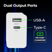 Picture of Zebronics MA107B Type C + USB Charger, Dual Output, 25W max, Multi Protocol, for iPhone | Android Smartphones | Tablets, PD 3.0 Adapter, Rapid Charge, Wide Voltage Support, Built in protections - ZEBRONICS(CH)MA107BADAPTER