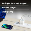 Picture of Zebronics MA107B Type C + USB Charger, Dual Output, 25W max, Multi Protocol, for iPhone | Android Smartphones | Tablets, PD 3.0 Adapter, Rapid Charge, Wide Voltage Support, Built in protections - ZEBRONICS(CH)MA107BADAPTER