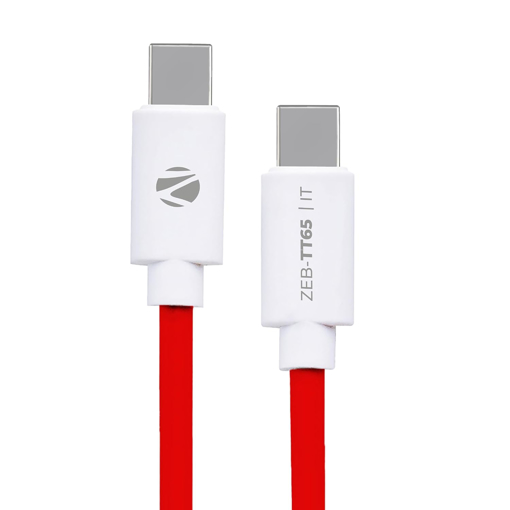 Picture of ZEBRONICS Tt65 Type C - Type C Cable, 65 Watts Pd, Rapid Charging, Charge & Sync, 1 Meter, Compatible With iPhone 15 | Samsung | Oneplus | Xiaomi | Realme | Oppo,Multicolor - ZEBRONICS(DC)TT65TYPECCABLE