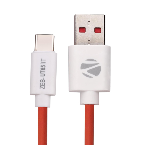 ZEBRONICS Ut65 Usb - Type C Cable, 65 Watts, Rapid Charging, Charge & Sync, 1 Meter| Samsung | Oneplus | Xiaomi | Realme | Oppo,Multicolor - ZEBRONICS(DC)UT65TYPECCABLE की तस्वीर