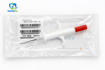 Sterile ISO 11784 FDX-B pet microchip syringe in sealed packaging with barcode identification label