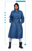 Blue Zeel Waterproof Long Raincoat with Belt RKL05